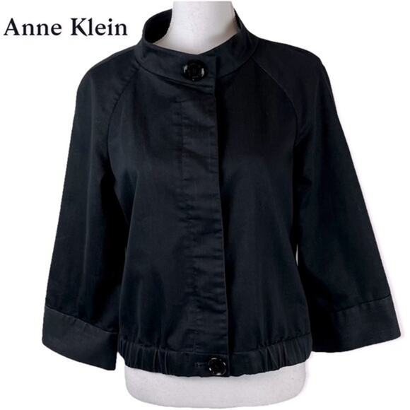 Anne Klein Stretch Black Neutral Minimalist Casual Jacket NWOT Size 8 - Picture 2 of 10